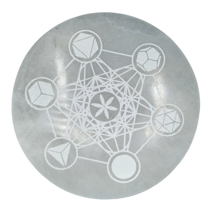Ημιπολυτιμος Λιθος - Δίσκος Σεληνίτη Sacred Geometry 18cm Βότσαλα - Πέτρες (Tumblestones)